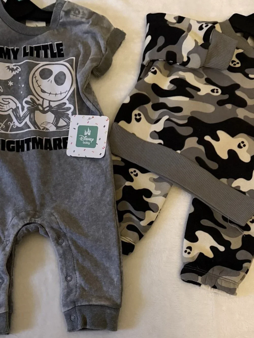 Disney Halloween Nightmare Before Christmas B/W/G 6-9 M Ghost Outfit 3-6 M NWT